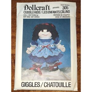 Vintage Uncut Dollcraft Cuddle Kids Style #305 Giggles pattern for doll body & c